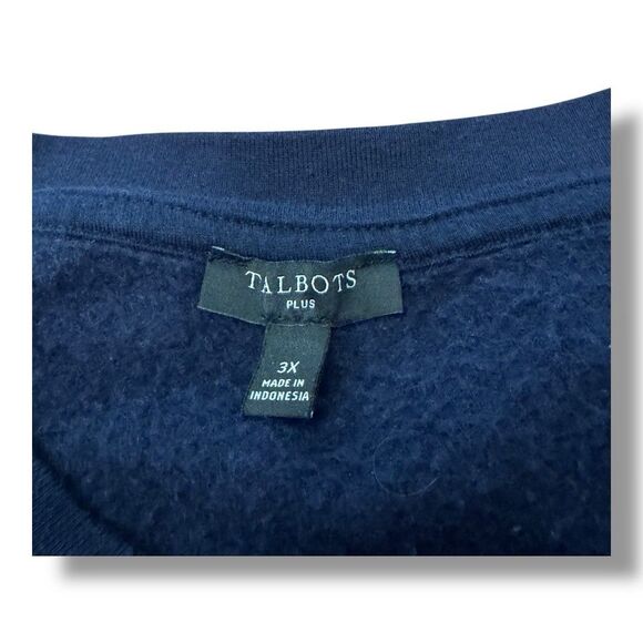 Talbots Plus Navy Blue Embroidered Crewneck Sweatshirt Pink Hearts Women’s Sz 3X - Picture 8 of 10